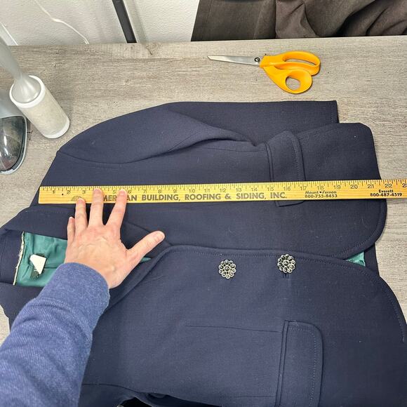 J. Crew Wool Blazer Blue Gold Blue Floral Buttons 4 - Picture 8 of 8